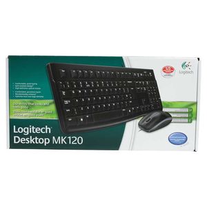 Kit Logitech Desktop MK120 | Teclado e Mouse 1000 DPI | Com Fio | Preto | USB